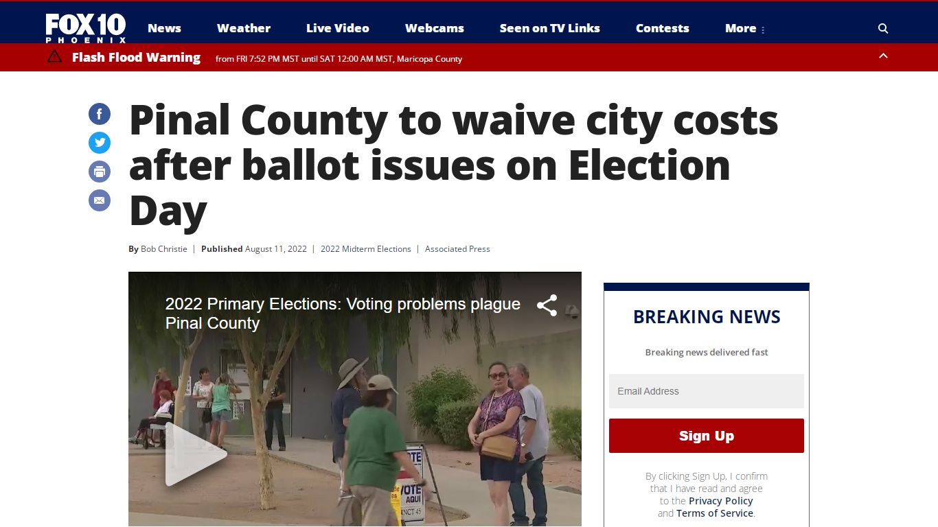 Pinal County to waive city costs after ballot issues on Election Day